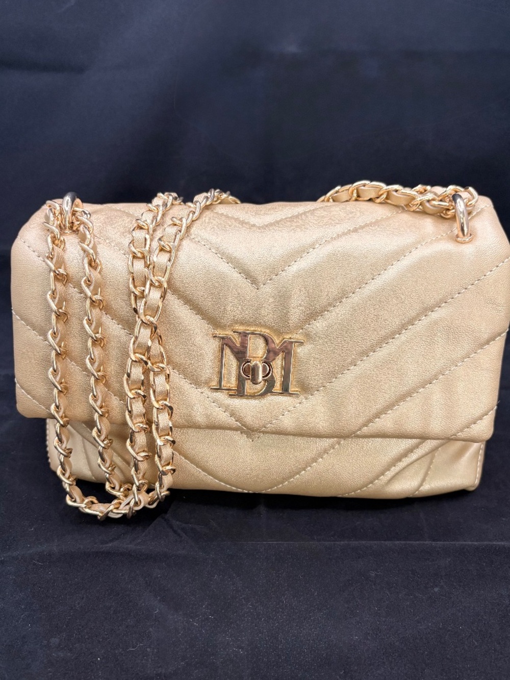 Badgley Mischka Gold Quilted Bag